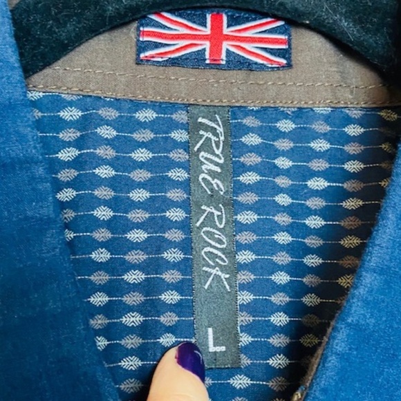 TRUE ROCK Mens Long Sleeve Button Down Shirt Large - Picture 4 of 5